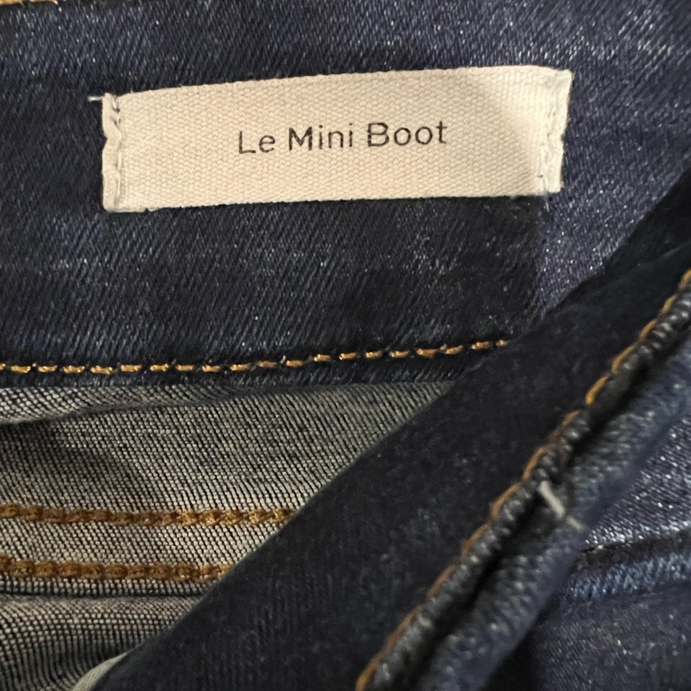 Frame Le Mini Boot Dark Wash High Rise Stretch Raw Hem Jeans Size 30 - Picture 7 of 10